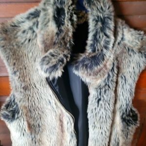 Reversible Faux Leather and Fur Vest
